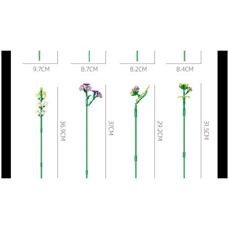 JIESTAR JJ9258 Xếp hình lắp ráp ghép mô hình bó hoa màu tím