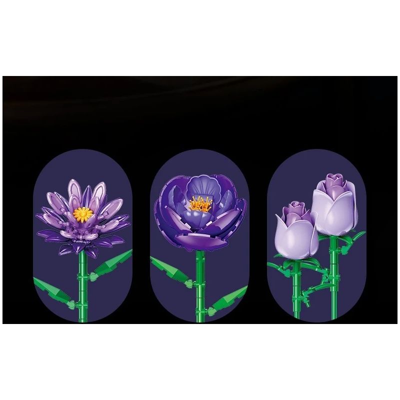 JIESTAR JJ9258 Xếp hình lắp ráp ghép mô hình bó hoa màu tím