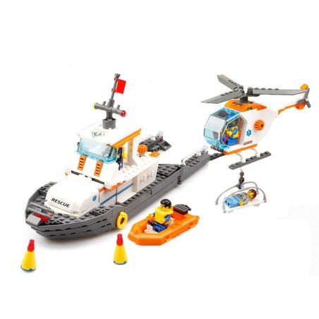 Kazi KY85008 85008 non  ĐỘI TÌM KIẾM CỨU HỘ TRÊN BIỂN bộ đồ chơi xếp lắp ráp ghép mô hình City CITY RESCUE MARITIME SEARCH AND Thành Phố 433 khối