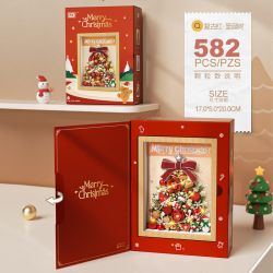 coconut shell 1962 Xếp hình lắp ráp ghép mô hình Khung ảnh cây thông Noel màu đỏ cổ điển