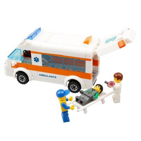 Kazi KY85010 85010 non  XE CỨU THƯƠNG bộ đồ chơi xếp lắp ráp ghép mô hình City CITY RESCUE AMBULANCE COPS Thành Phố 199 khối