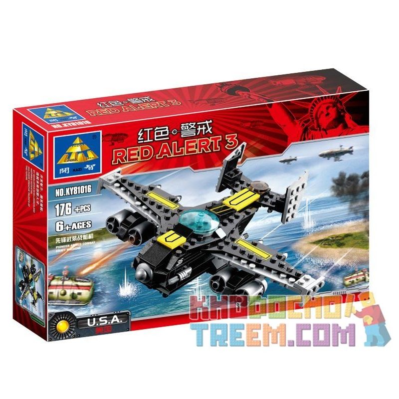 Kazi KY81016 81016 non  MÁY BAY CHIẾN ĐẤU bộ đồ chơi xếp lắp ráp ghép mô hình Red Alert 3 RED ALERT 3 PLONEER ARMED COMBAT CRAFT MACHINE Báo Động Đỏ 3 176 khối