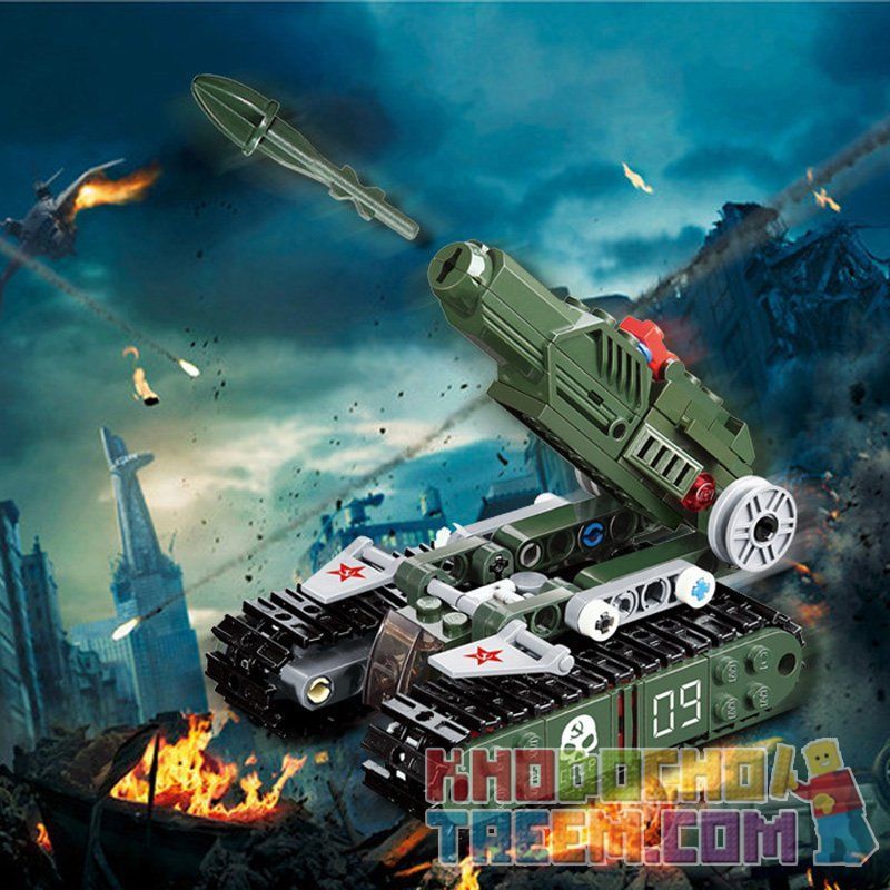 Kazi KY81012 81012 non  XE PHÓNG TÊN LỬA BÁNH XÍCH bộ đồ chơi xếp lắp ráp ghép mô hình Red Alert 3 RED ALERT 3 V4 ROCKET LAUNCHER Báo Động Đỏ 3 170 khối