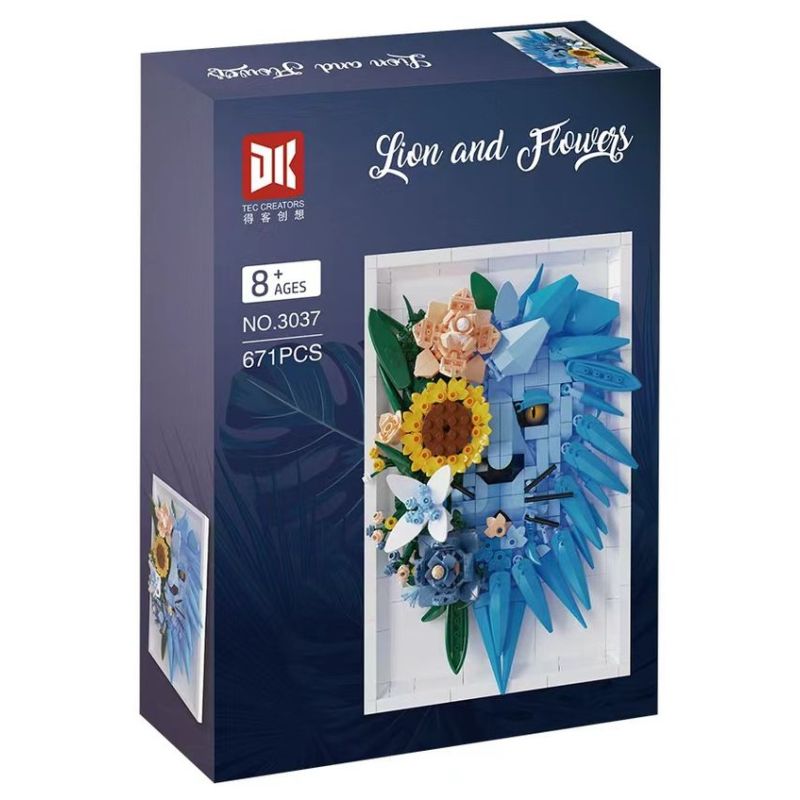 DK 3037 Lion and Flowers Xếp hình lắp ráp ghép mô hình Khung ảnh sư tử hoa khô