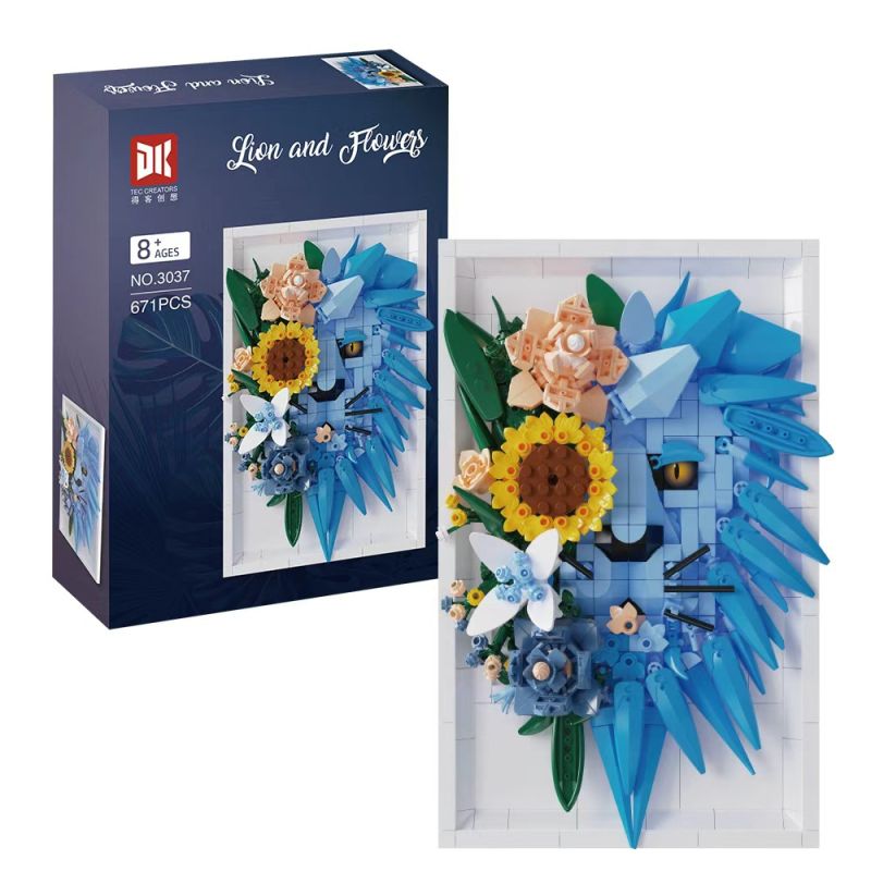 DK 3037 Lion and Flowers Xếp hình lắp ráp ghép mô hình Khung ảnh sư tử hoa khô