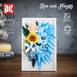 DK 3037 Lion and Flowers Xếp hình lắp ráp ghép mô hình Khung ảnh sư tử hoa khô