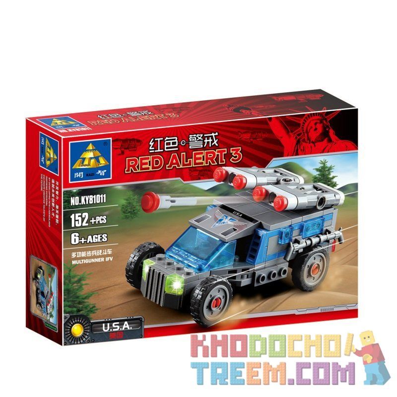 Kazi KY81011 81011 non  Ô TÔ GẮN ROCKET bộ đồ chơi xếp lắp ráp ghép mô hình Red Alert 3 RED ALERT 3 MULTIGUNNER IFV Báo Động Đỏ 3 152 khối