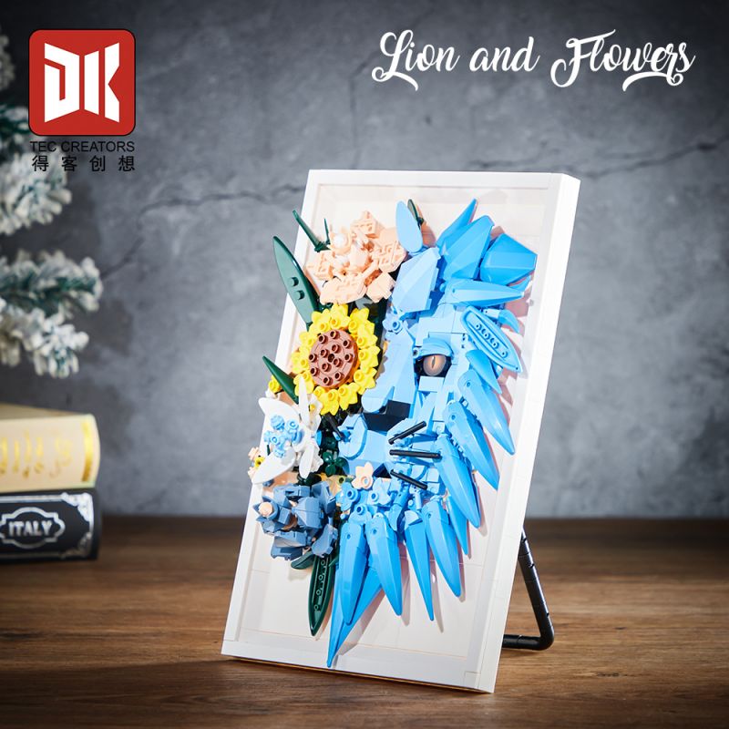 DK 3037 Lion and Flowers Xếp hình lắp ráp ghép mô hình Khung ảnh sư tử hoa khô
