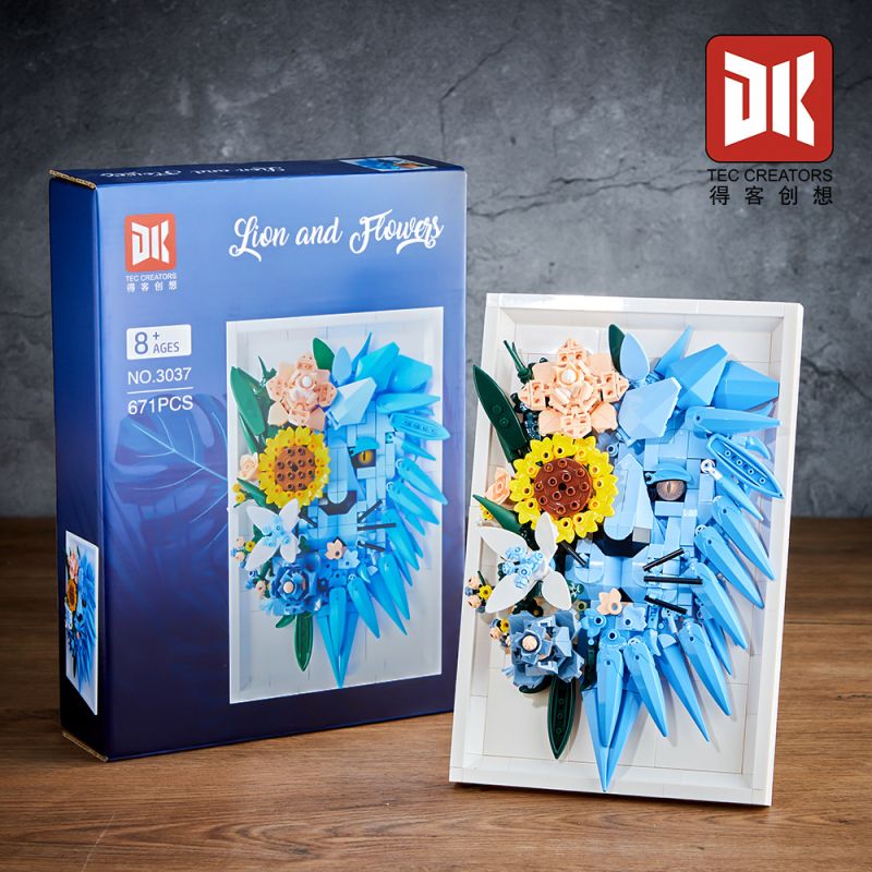 DK 3037 Lion and Flowers Xếp hình lắp ráp ghép mô hình Khung ảnh sư tử hoa khô