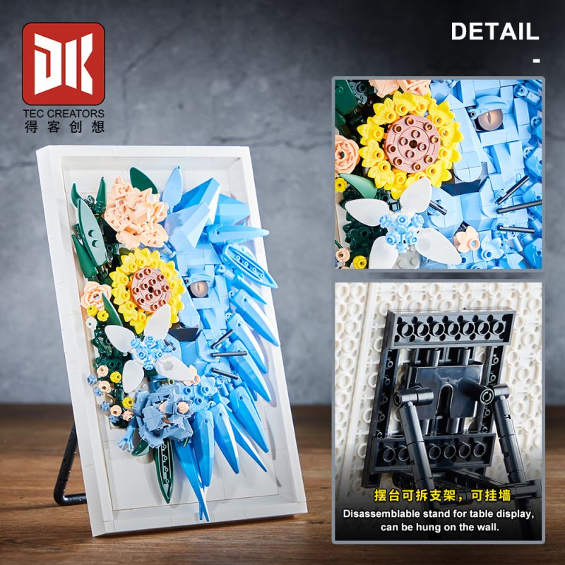 DK 3037 Lion and Flowers Xếp hình lắp ráp ghép mô hình Khung ảnh sư tử hoa khô