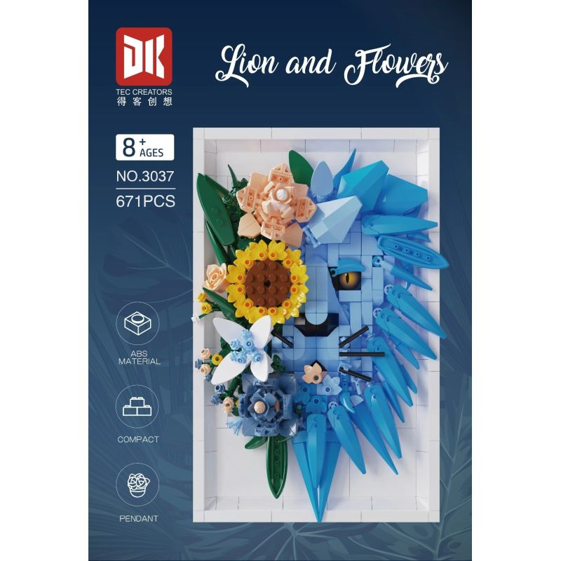 DK 3037 Lion and Flowers Xếp hình lắp ráp ghép mô hình Khung ảnh sư tử hoa khô