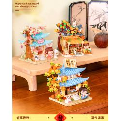 Femibox S44065 ROROJUMP Xếp hình lắp ráp ghép mô hình Nước sốt thịt: Nước sốt Miaojie Taohuaguan RORO Xiaofu