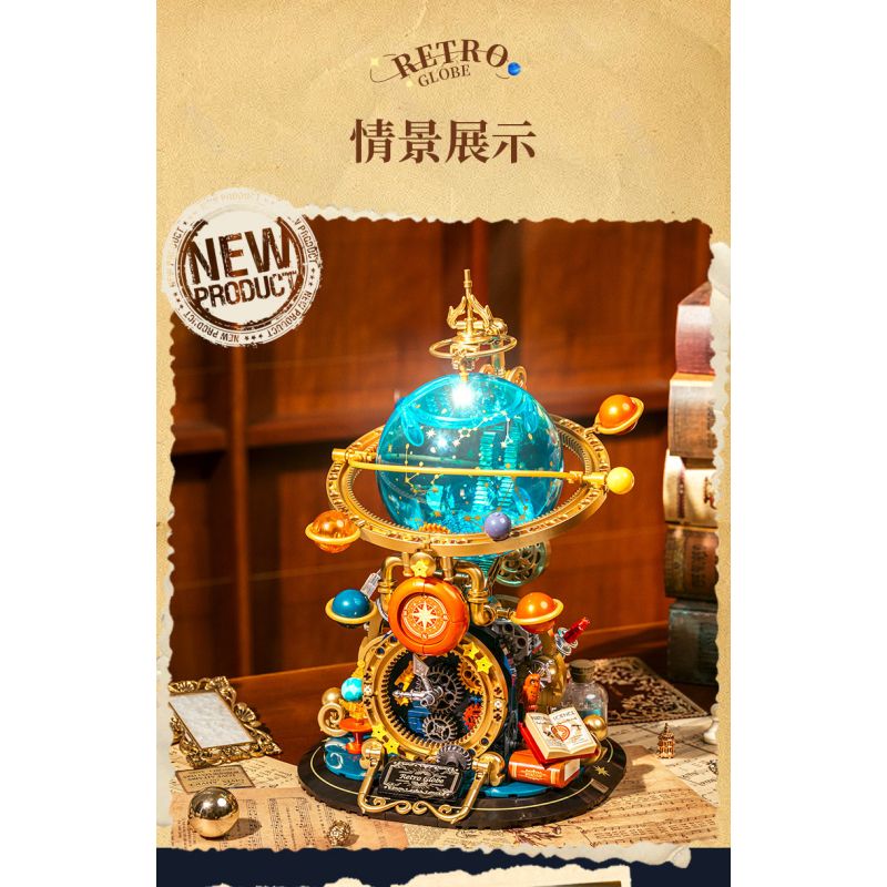 Femibox S5302 Retro Globe Xếp hình lắp ráp ghép mô hình Hành tinh cổ điển