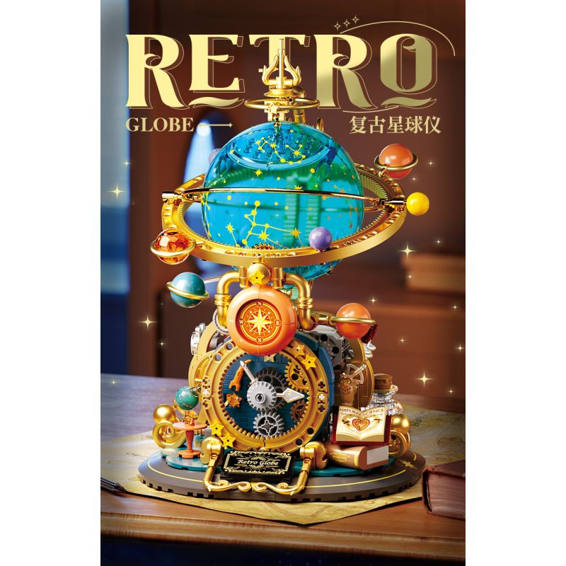 Femibox S5302 Retro Globe Xếp hình lắp ráp ghép mô hình Hành tinh cổ điển