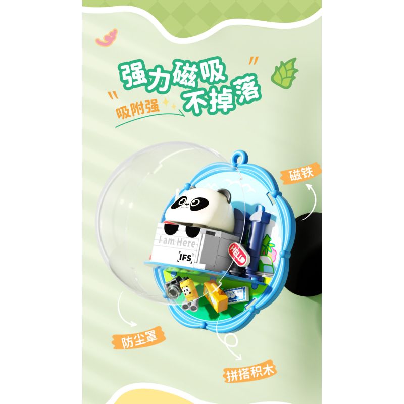 Femibox S5437 Panda Moment Xếp hình lắp ráp ghép mô hình Khoảnh khắc chữa bệnh của Panda Nam châm tủ lạnh Panda 4 loại