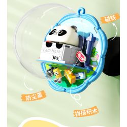 Femibox S5437 Panda Moment Xếp hình lắp ráp ghép mô hình Khoảnh khắc chữa bệnh của Panda Nam châm tủ lạnh Panda 4 loại