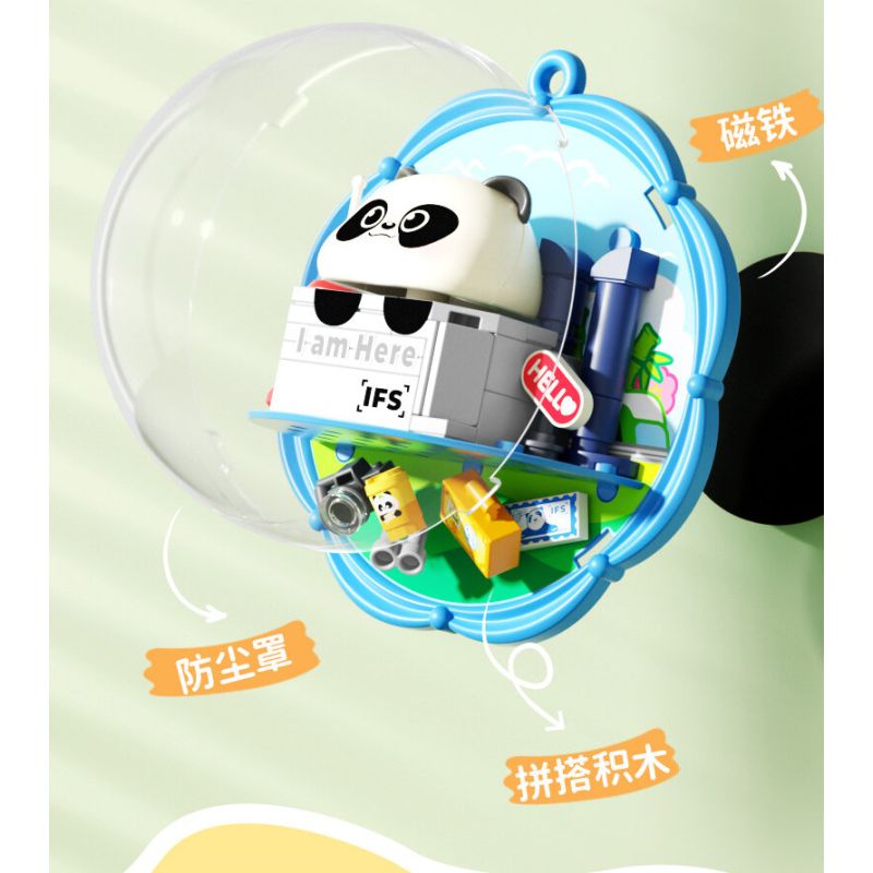 Femibox S5437 Panda Moment Xếp hình lắp ráp ghép mô hình Khoảnh khắc chữa bệnh của Panda Nam châm tủ lạnh Panda 4 loại