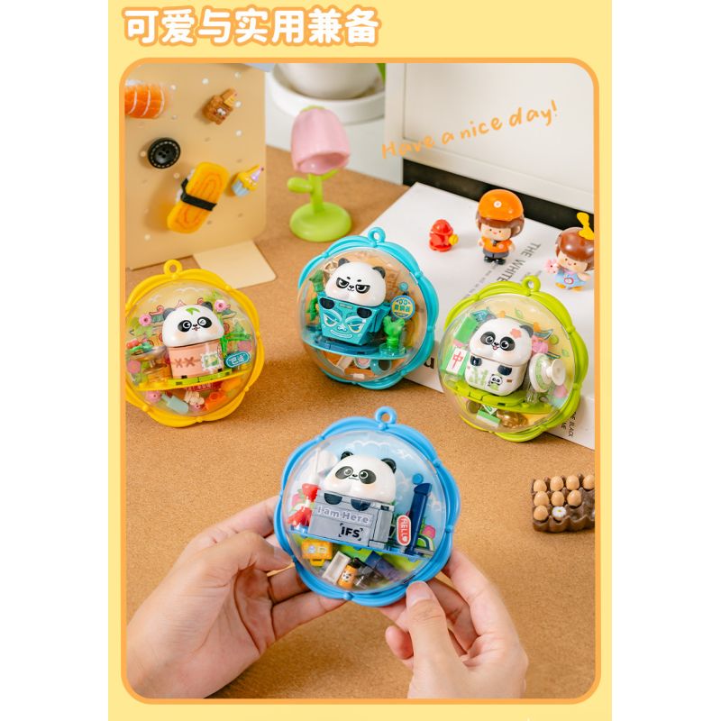 Femibox S5437 Panda Moment Xếp hình lắp ráp ghép mô hình Khoảnh khắc chữa bệnh của Panda Nam châm tủ lạnh Panda 4 loại