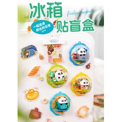 Femibox S5437 Panda Moment Xếp hình lắp ráp ghép mô hình Khoảnh khắc chữa bệnh của Panda Nam châm tủ lạnh Panda 4 loại