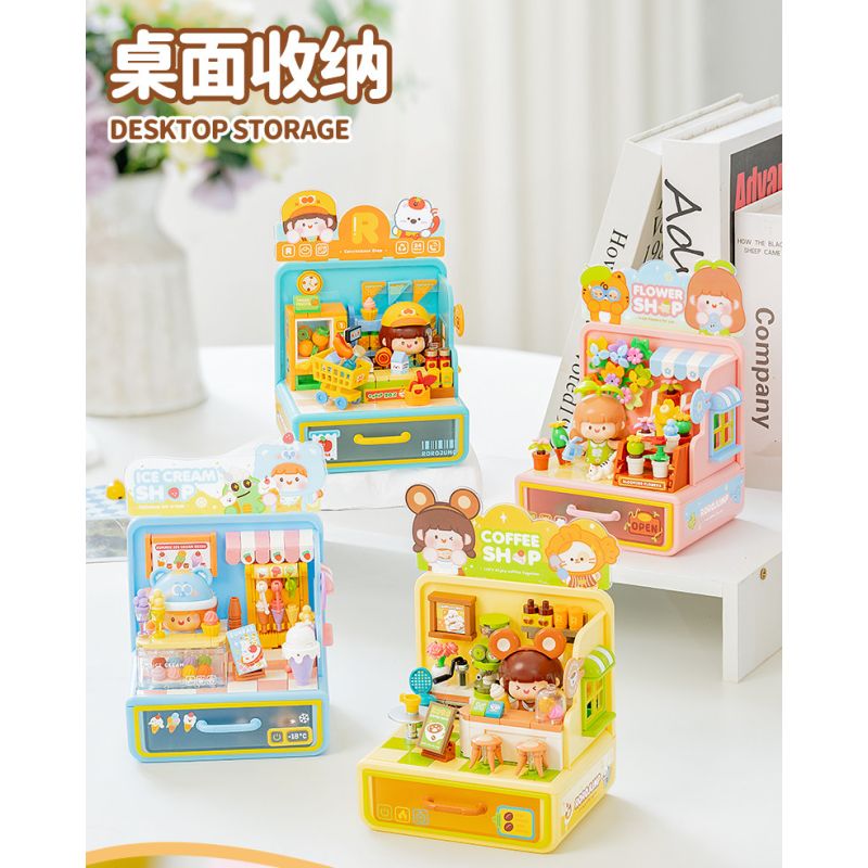Femibox S44061 ROROJUMP Xếp hình lắp ráp ghép mô hình Nhật ký quản lý cửa hàng nước sốt: Cửa hàng hoa