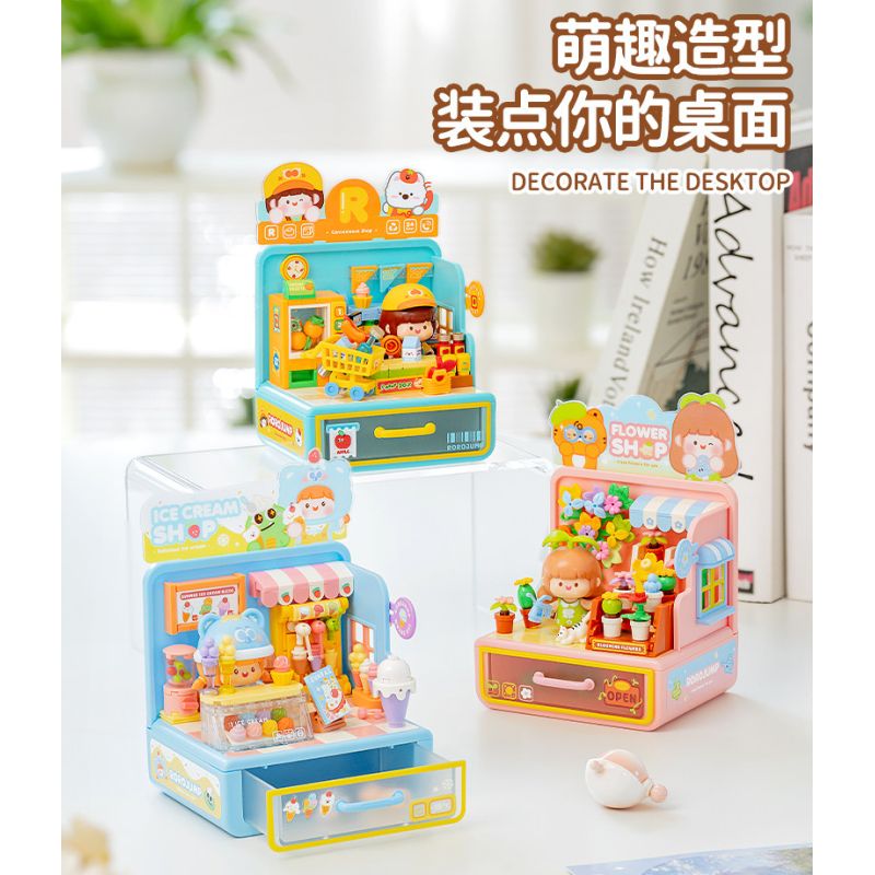 Femibox S44061 ROROJUMP Xếp hình lắp ráp ghép mô hình Nhật ký quản lý cửa hàng nước sốt: Cửa hàng hoa