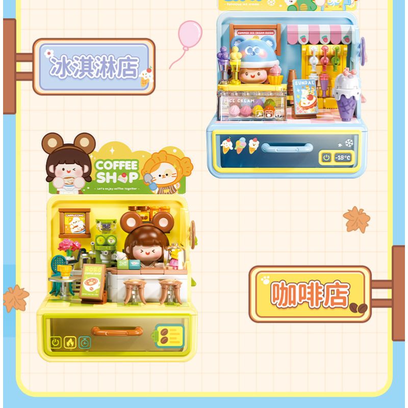 Femibox S44061 ROROJUMP Xếp hình lắp ráp ghép mô hình Nhật ký quản lý cửa hàng nước sốt: Cửa hàng hoa