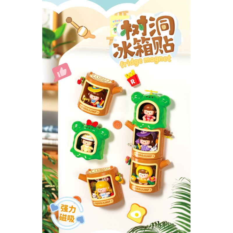 Femibox S5446 ROROJUMP Tree Stump Fridge Magnet Xếp hình lắp ráp ghép mô hình Nước sốt thịt: Hộp mù nam châm tủ lạnh Shudong