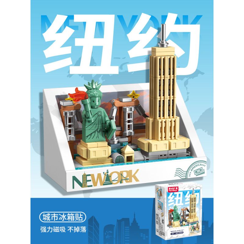 Femibox S5418 Xếp hình lắp ráp ghép mô hình nam châm tủ lạnh thành phố new york