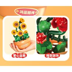 Femibox S5449 Xếp hình lắp ráp ghép mô hình 9 cảnh hoa sáng tạo của Trung Quốc: hoa sen, hoa cúc, hoa thủy tiên, cây thông chào đón, hoa hướng dương, quất, hoa hồng đỏ, hoa mùa đông may mắn, hoa lan hồ điệp