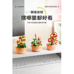 Femibox S5449 Xếp hình lắp ráp ghép mô hình 9 cảnh hoa sáng tạo của Trung Quốc: hoa sen, hoa cúc, hoa thủy tiên, cây thông chào đón, hoa hướng dương, quất, hoa hồng đỏ, hoa mùa đông may mắn, hoa lan hồ điệp