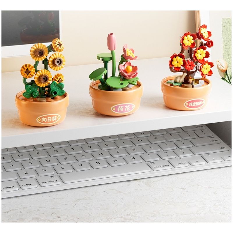 Femibox S5449 Xếp hình lắp ráp ghép mô hình 9 cảnh hoa sáng tạo của Trung Quốc: hoa sen, hoa cúc, hoa thủy tiên, cây thông chào đón, hoa hướng dương, quất, hoa hồng đỏ, hoa mùa đông may mắn, hoa lan hồ điệp