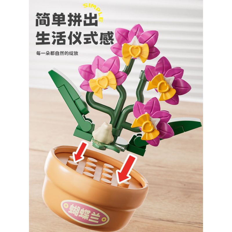 Femibox S5449 Xếp hình lắp ráp ghép mô hình 9 cảnh hoa sáng tạo của Trung Quốc: hoa sen, hoa cúc, hoa thủy tiên, cây thông chào đón, hoa hướng dương, quất, hoa hồng đỏ, hoa mùa đông may mắn, hoa lan hồ điệp