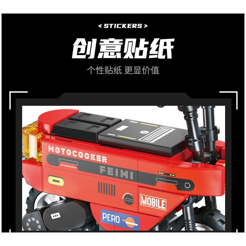 Femibox S5490 Mini Bike Xếp hình lắp ráp ghép mô hình Bộ sưu tập xe máy: FATBOY xanh đậm