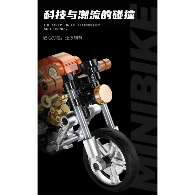 Femibox S5490 Mini Bike Xếp hình lắp ráp ghép mô hình Bộ sưu tập xe máy: FATBOY xanh đậm