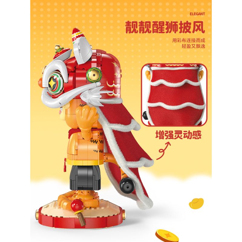 Femibox S5403 Garfield Family Xếp hình lắp ráp ghép mô hình Gia đình Garfield: Múa sư tử Garfield