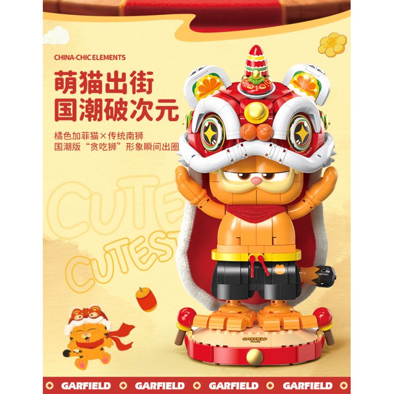 Femibox S5403 Garfield Family Xếp hình lắp ráp ghép mô hình Gia đình Garfield: Múa sư tử Garfield
