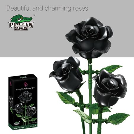 Pinleyen PL-6022 Xếp hình lắp ráp ghép mô hình Bó hoa hồng 3 cành