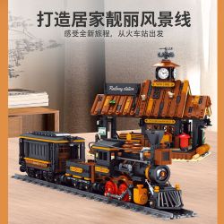 small angle JD112 Cowboy City Railway Station Xếp hình lắp ráp ghép mô hình Thị trấn cao bồi: Sân ga