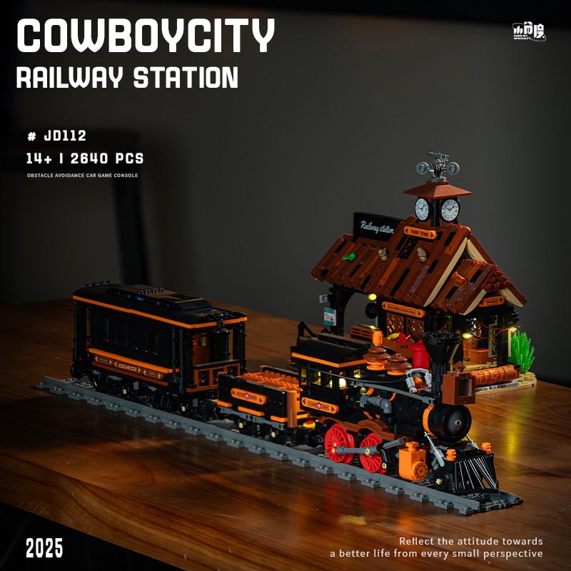 small angle JD112 Cowboy City Railway Station Xếp hình lắp ráp ghép mô hình Thị trấn cao bồi: Sân ga
