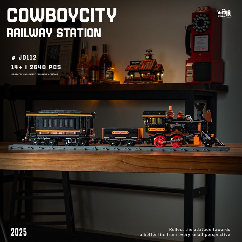 small angle JD112 Cowboy City Railway Station Xếp hình lắp ráp ghép mô hình Thị trấn cao bồi: Sân ga