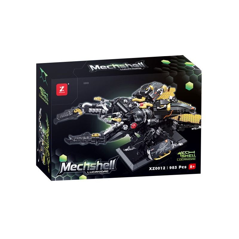 XINZHUAN XZ0012 Mechshell Lucanidae Xếp hình lắp ráp ghép mô hình Áo giáp thuổng phẳng của hoàng đế cơ khí