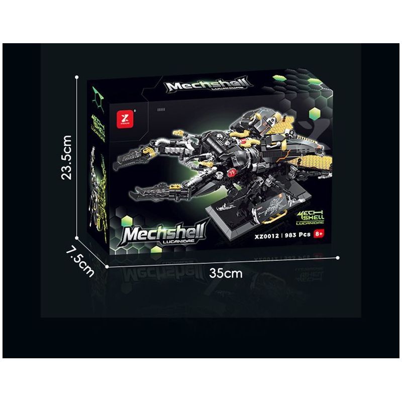 XINZHUAN XZ0012 Mechshell Lucanidae Xếp hình lắp ráp ghép mô hình Áo giáp thuổng phẳng của hoàng đế cơ khí
