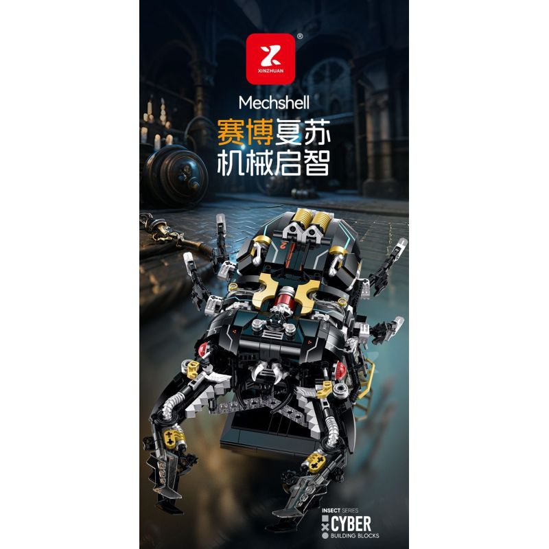 XINZHUAN XZ0012 Mechshell Lucanidae Xếp hình lắp ráp ghép mô hình Áo giáp thuổng phẳng của hoàng đế cơ khí