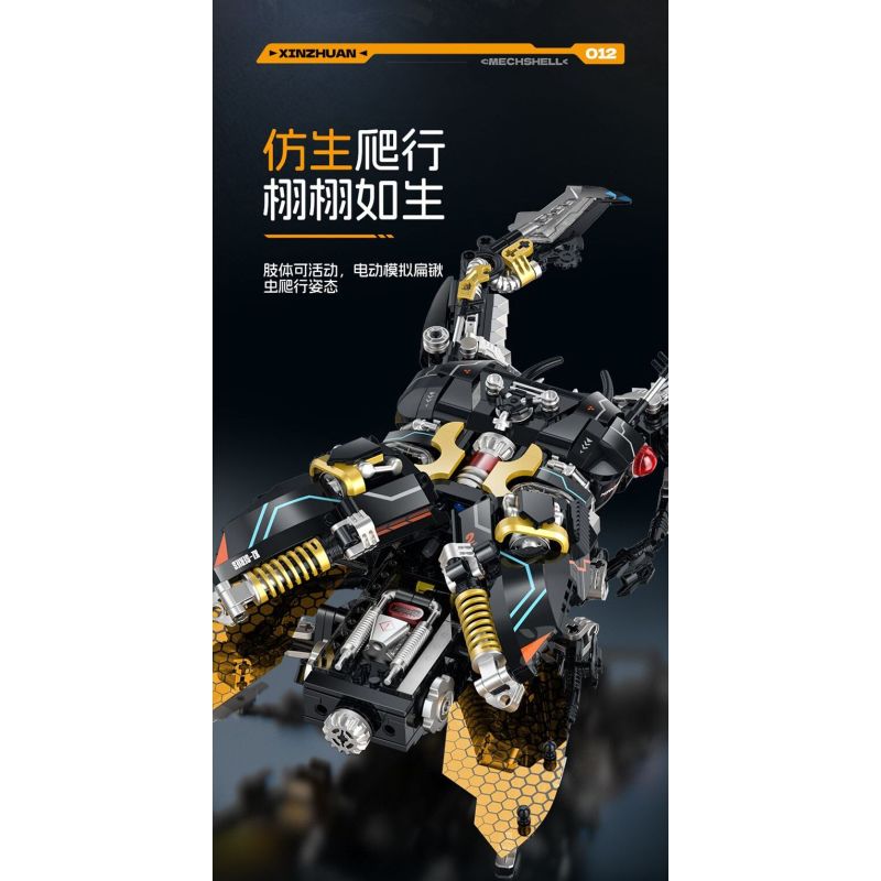 XINZHUAN XZ0012 Mechshell Lucanidae Xếp hình lắp ráp ghép mô hình Áo giáp thuổng phẳng của hoàng đế cơ khí