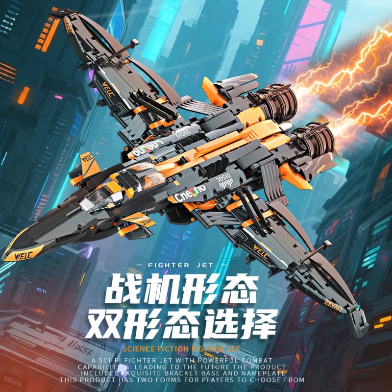 Jizhuan J2001 Xếp hình lắp ráp ghép mô hình Xe đua F1 biến thành chiến đấu cơ 1:8