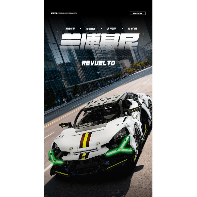wisdom MG35 Lamborghini Revuelto Xếp hình lắp ráp ghép mô hình Siêu xe Lamborghini Revuelto 1:14