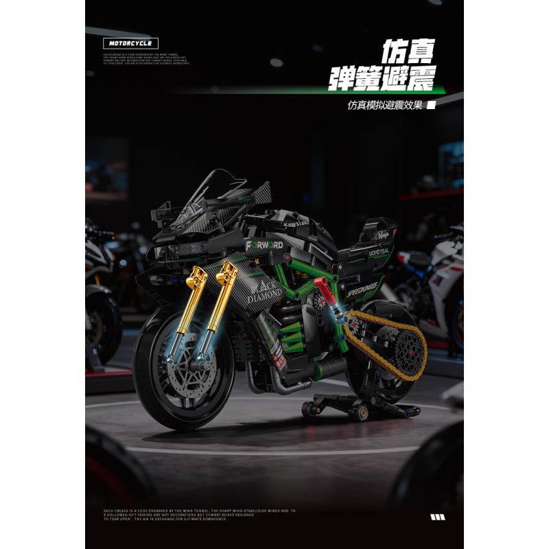 wisdom MG03 Kawasaki Xếp hình lắp ráp ghép mô hình Tứ Xuyên Banner Xe máy 1:8