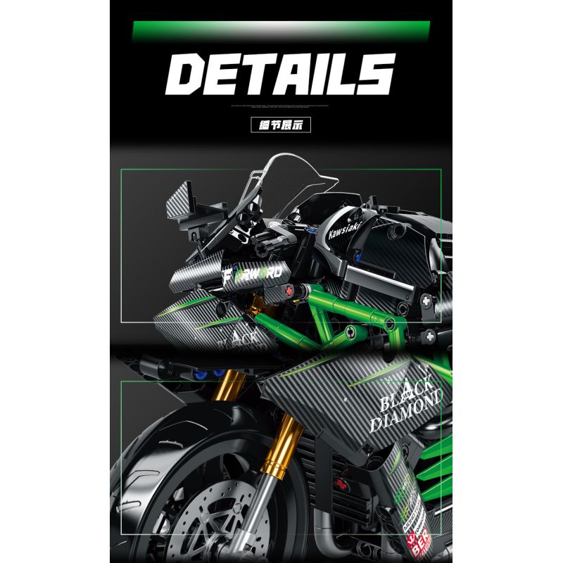 wisdom MG03 Kawasaki Xếp hình lắp ráp ghép mô hình Tứ Xuyên Banner Xe máy 1:8