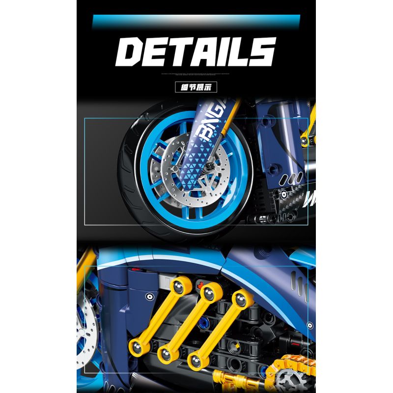 wisdom MG06 Bngatli W4 Xếp hình lắp ráp ghép mô hình Xe máy Bugatti 1:8