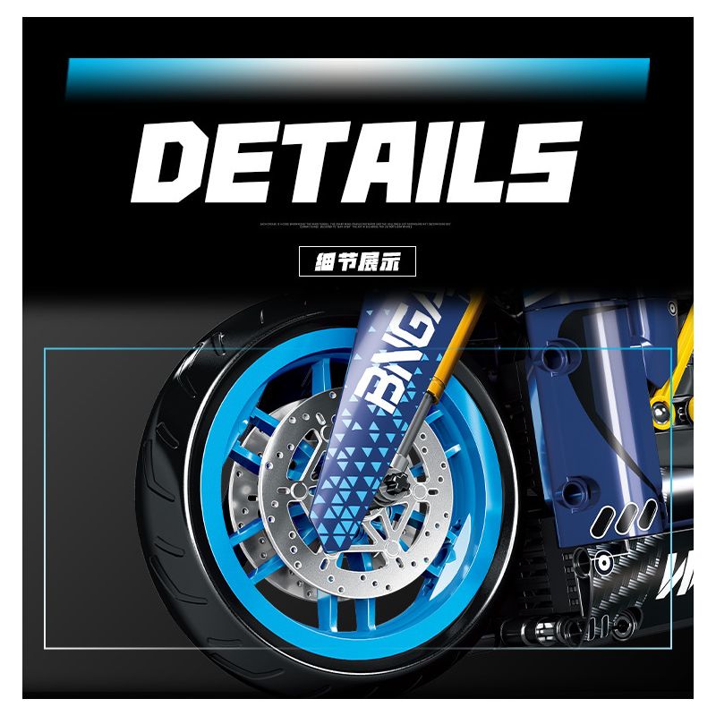 wisdom MG06 Bngatli W4 Xếp hình lắp ráp ghép mô hình Xe máy Bugatti 1:8